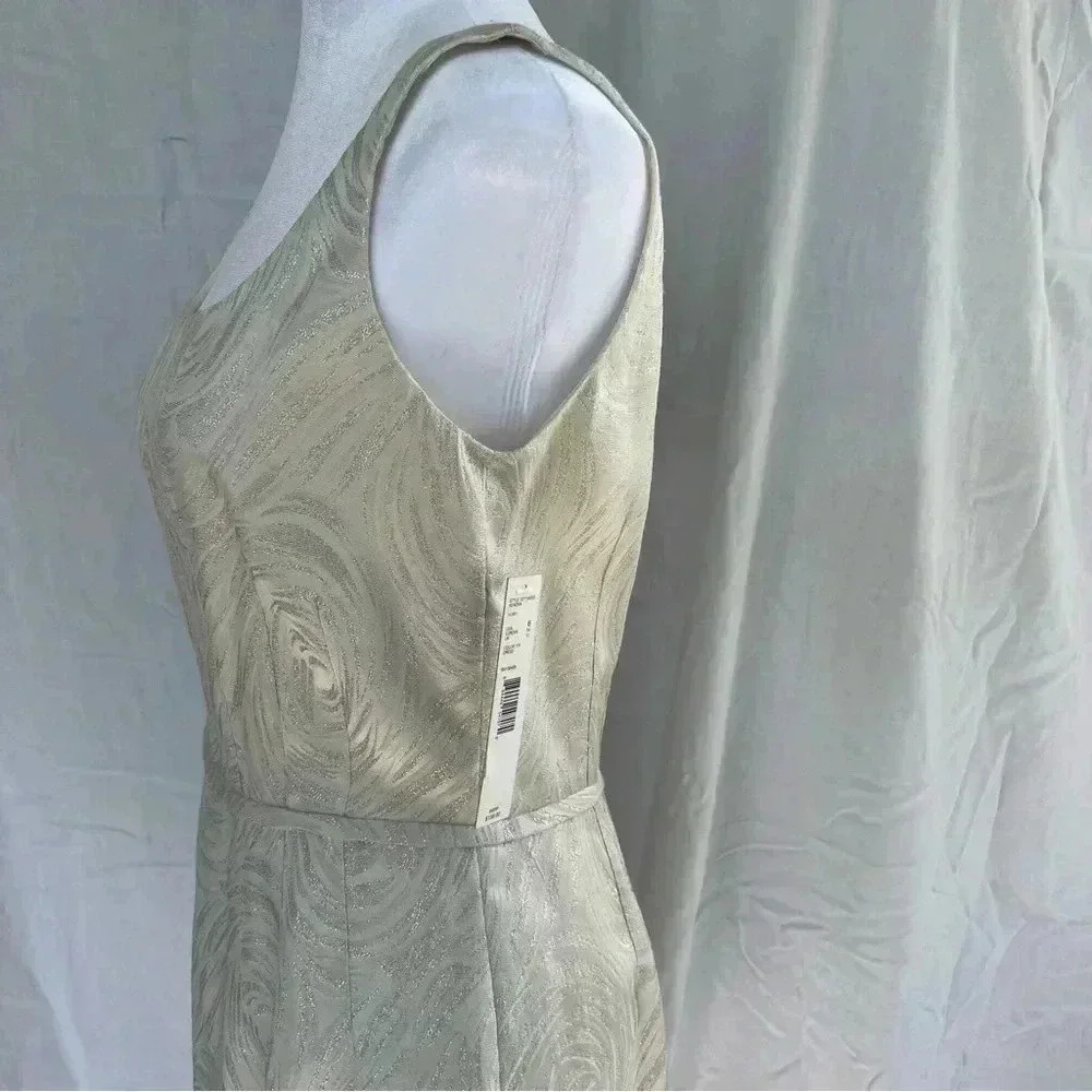Gianni Bini sleeveless scoop neck cream and silver patterned dress. - Picture 9 of 11